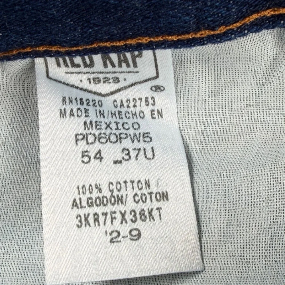Red Kap Mens 54x37 Industrial Work Jeans Dark Wash Denim PD60PW5 Blue Cotton